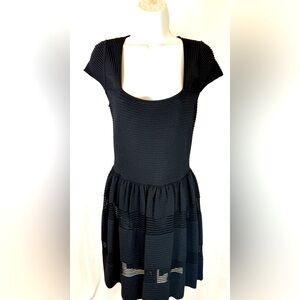 Valentino SS Knit Rib Dress with Sheer Crochet Detail